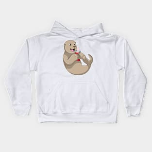 Seal with Mug with Straw Kids Hoodie